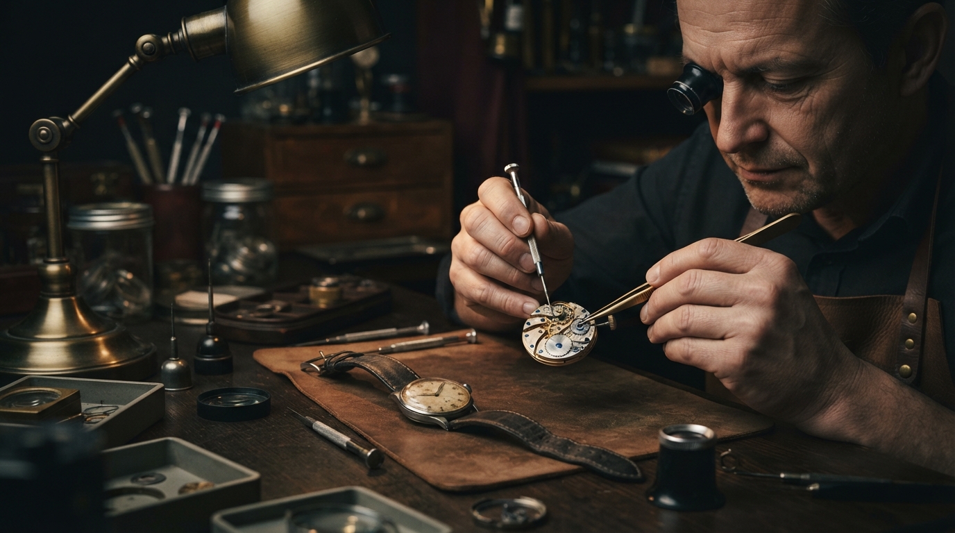 Editorial illustration for Restoring a Vintage Watch: A Framework for Deciding Between Originality and Function