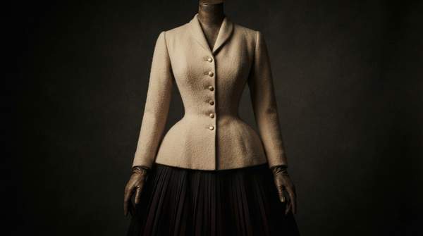 Editorial illustration for The Architectural Principles and Structural Impact of Dior's 'New Look' Silhouette